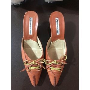 Manolo Blahnik Leather Kitten Heel